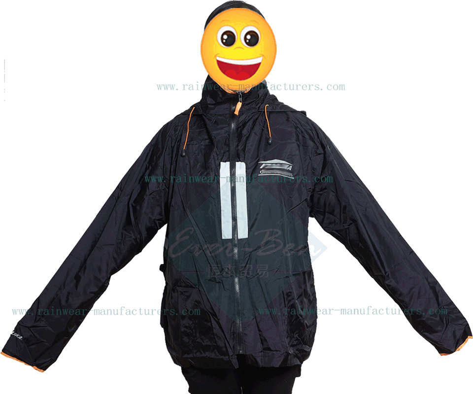 Black waterproof cycling gear with reflective tape